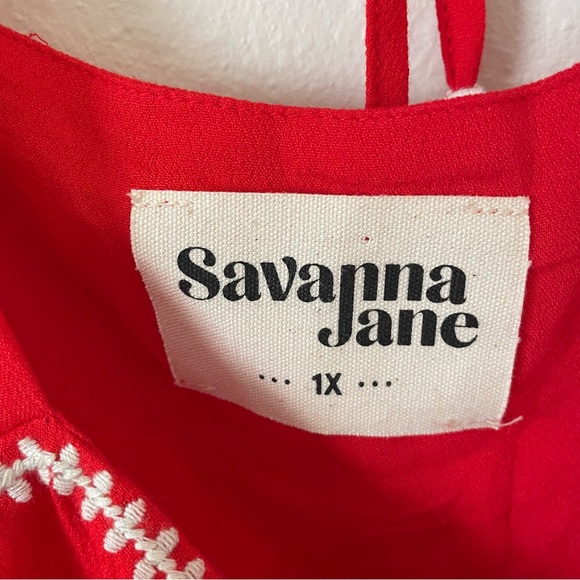 Savanna Jane Red White Embroidered Tank Top 1 X - Picture 6 of 6